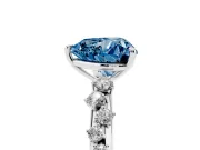 Fancy Blue Heart Cut Diamond Cluster Solitaire Ring Set in Platinum with Prong Setting