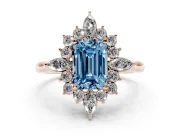 Emerald Cut Engagement Ring Setting for a Fancy Blue Lab-Grown Diamond | Rose Gold - Design NV-24790