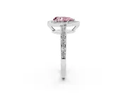 Fancy Pink Pear Cut Diamond Halo Pavé Engagement Ring Set in White gold with Bezel Setting