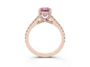 Radiant Cut Hidden Halo Pave Engagement Ring Setting for a Fancy Pink Lab-Grown Diamond | Claw Prongs | Rose Gold