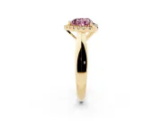 Heart-Shaped Halo Engagement Ring Setting for a Fancy Pink Lab-Grown Diamond | Square Profile Band | Yellow Gold