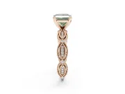 Princess Cut Vintage Engagement Ring Setting for a Fancy Green Lab-Grown Diamond | Graduated Stations | Rose Gold
