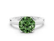 Fancy Green Round Cut Diamond Solitaire Ring Set in White gold with Prong Head and Smooth Polished Band
