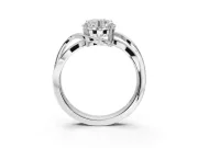Round Bypass Solitaire Engagement Ring Setting | Pavé and Plain Strands | White Gold