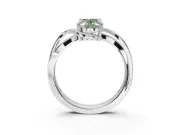 Oval Bypass Solitaire Engagement Ring Setting for a Fancy Green Lab-Grown Diamond | Pavé and Plain Strands | Platinum