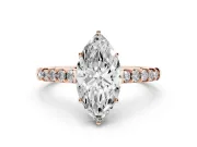 Marquise Hidden Halo Solitaire Engagement Ring Setting | Shared Prong Band | Rose Gold