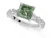 Princess Cut Engagement Ring Setting for a Fancy Green Lab-Grown Diamond | Sterling Silver - Design NV-24455