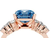 Fancy Blue Asscher Cut Diamond Cluster Engagement Ring Set in Rose gold with Pavé Band and Prong Setting