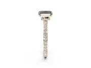Radiant Cut Hidden Halo Engagement Ring Setting for a Black Center | Pavé Band | Yellow Gold