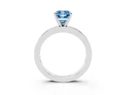 Fancy Blue Cushion Cut Diamond Solitaire Ring Set in White gold with Channel-Set Baguette Band and Prong Setting