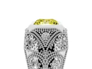 Fancy Yellow Princess Cut Diamond Bezel Ring Set in Platinum with Milgrain Accent Band
