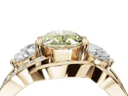 Oval Three Stone Split Shank Engagement Ring Setting for a Fancy Yellow Lab-Grown Diamond | Matching Sides | Yellow Gold