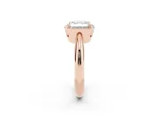 Asscher Cut Diamond Halo Engagement Ring Set in Rose gold with Plain Split Shank and Prong Setting