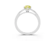 Fancy Yellow Pear Cut Diamond Solitaire Engagement Ring Set in White gold with Prong Setting on a Classic Band