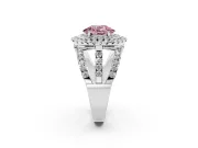 Oval Double Halo Split Shank Engagement Ring Setting for a Fancy Pink Lab-Grown Diamond | Pave Strands | Sterling Silver