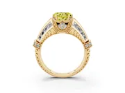 Heart-Shaped Vintage Milgrain Engagement Ring Setting for a Fancy Yellow Lab-Grown Diamond | Hidden Halo | Yellow Gold