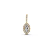 Marquise Lab-Grown Diamond Pavé Halo Pendant Necklace | Slim Pavé Bail | Yellow Gold