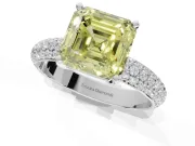 Asscher Cut Domed Pavé Engagement Ring Setting for a Fancy Yellow Lab-Grown Diamond | Sterling Silver