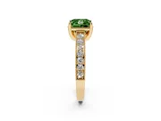 Princess Cut Hidden Halo Engagement Ring Setting for a Fancy Green Lab-Grown Diamond | Milgrain Pave | Yellow Gold