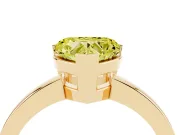 Fancy Yellow Heart Cut Diamond Solitaire Ring Set in Yellow gold with Prong Head and Smooth Polished Band