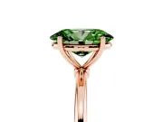 Fancy Green Oval Cut Diamond Solitaire Engagement Ring Set in Rose gold with Thin Band and Prong Setting