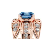 Asscher Cut Art Deco Engagement Ring Setting for a Fancy Blue Lab-Grown Diamond | Rose Gold