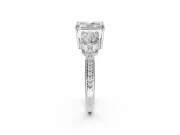 Radiant Cut Three Stone Engagement Ring Setting | Tapered Pave Band | White Gold