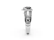 Heart-Shaped Halo Engagement Ring Setting for a Black Center | Two-Row Pavé Split Shank | White Gold
