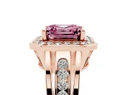 Asscher Cut Halo Engagement Ring Setting for a Fancy Pink Lab-Grown Diamond | Channel-Set Split Shank | Rose Gold