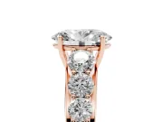 Oval Graduated Side Stone Engagement Ring Setting | Flat Top Band | Rose Gold