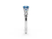 Fancy Blue Cushion Cut Diamond Five-Stone Prong Set Ring Set in White gold with Classic Band