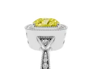 Cushion Cut Milgrain Halo Engagement Ring Setting for a Fancy Yellow Lab-Grown Diamond | Graduated Pavé | Platinum