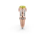 Fancy Yellow Round Cut Diamond Vintage-Inspired Milgrain Ring Set in Rose gold with Accent Split Shank