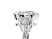 Marquise Three Stone Engagement Ring Setting | Tapered Pave Band | Platinum