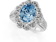 Oval Large Accent Halo Engagement Ring Setting for a Fancy Blue Lab-Grown Diamond | Platinum