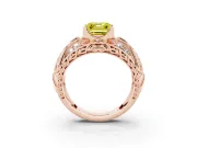 Asscher Cut Art Deco Engagement Ring Setting for a Fancy Yellow Lab-Grown Diamond | Rose Gold