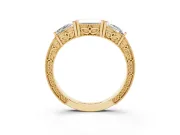 Baguette Diamond Milgrain Band Set in Yellow gold with Channel V-Prong Setting