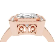 Asscher Cut Vintage Milgrain Halo Engagement Ring Setting | Filigree Gallery | Rose Gold