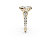 Radiant Cut Halo Engagement Ring Setting for a Fancy Blue Lab-Grown Diamond | Graduated Channel Band | Yellow Gold