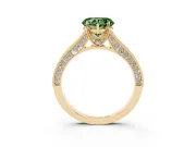 Heart-Shaped Hidden Halo Engagement Ring Setting for a Fancy Green Lab-Grown Diamond | Milgrain Pave | Yellow Gold