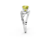 Fancy Yellow Princess Cut Diamond Solitaire Ring Set in Platinum with Pavé Twist Band and Secure Prong Setting