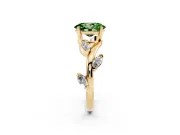 Oval Twisted Vine Engagement Ring Setting for a Fancy Green Lab-Grown Diamond | Yellow Gold