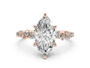 Marquise Graduated Accent Engagement Ring Setting | Scattered Shoulders | Rose Gold