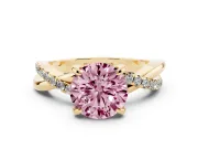 Round Twist Engagement Ring Setting for a Fancy Pink Lab-Grown Diamond | Yellow Gold