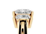 Radiant Cut Channel-Set Three Stone Engagement Ring Setting | Wide Flat Band | Yellow Gold