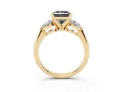Princess Cut Three-Stone Engagement Ring Setting for a Black Center | Pear Side Stones | Yellow Gold
