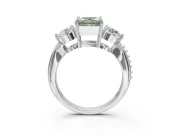 Princess Cut Three Stone Engagement Ring Setting for a Fancy Green Lab-Grown Diamond | Tapered Pave Band | White Gold
