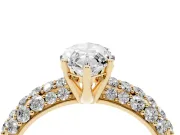 Marquise Multi Row Pave Solitaire Engagement Ring Setting | Domed Shoulders | Yellow Gold