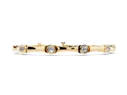 Round Lab-Grown Diamond Bezel Station Bamboo Link Bracelet | Hinged Links | Yellow Gold