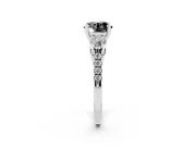 Fancy Black Three-Stone Round Cut Diamond Pavé Band Ring Set in Platinum with Prong-Set Trio